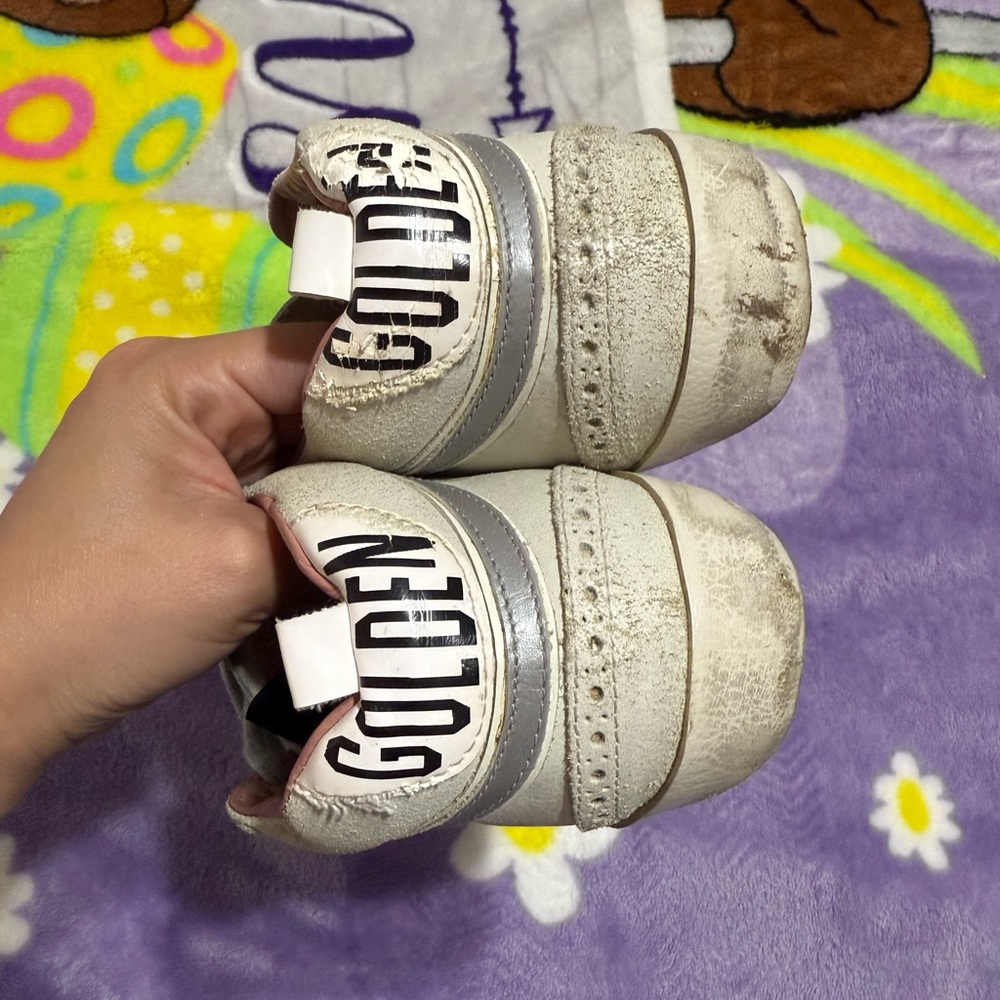 Golden Goose Red and Gray Distressed High-Top Sneakers - Picture 6 of 8